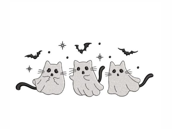 Cat Ghosts Embroidery Design