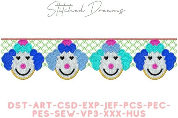 Clown Border: A Playful Embroidery Design
