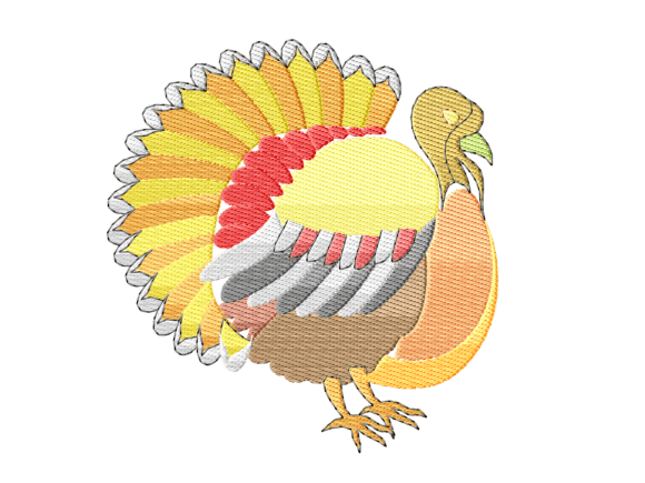 Colorful Turkey Embroidery Design