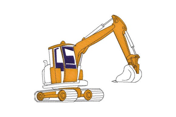 Construction Excavator Embroidery Design