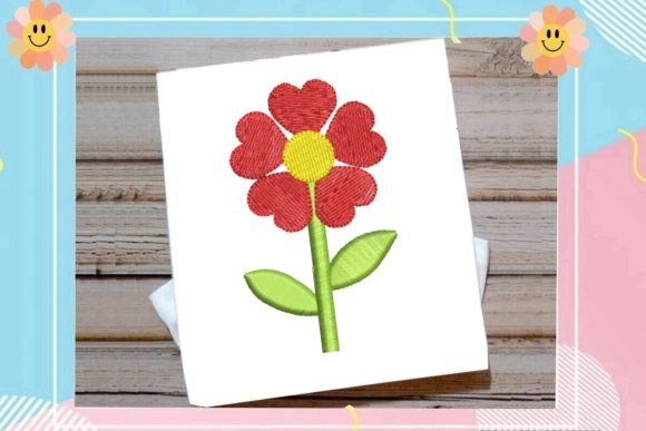 Red Flower Machine Embroidery Design