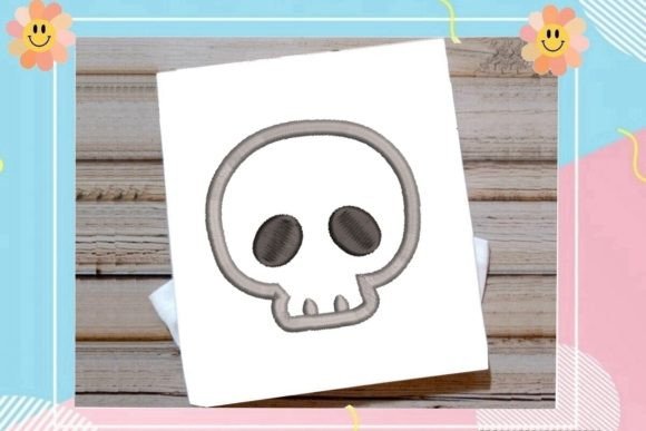 Skeleton Face Embroidery Design