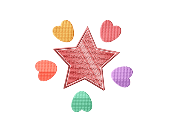 Star and Love Icon Embroidery Design