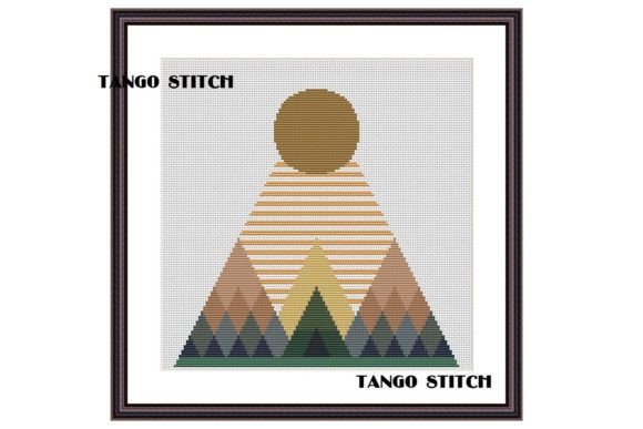 Sunrise in Mountains Cross Stitch Design
